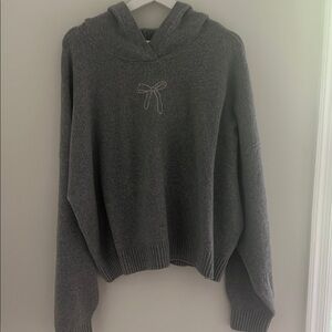 Gray Hollister Sweater/Hoodie with Bow Detail
